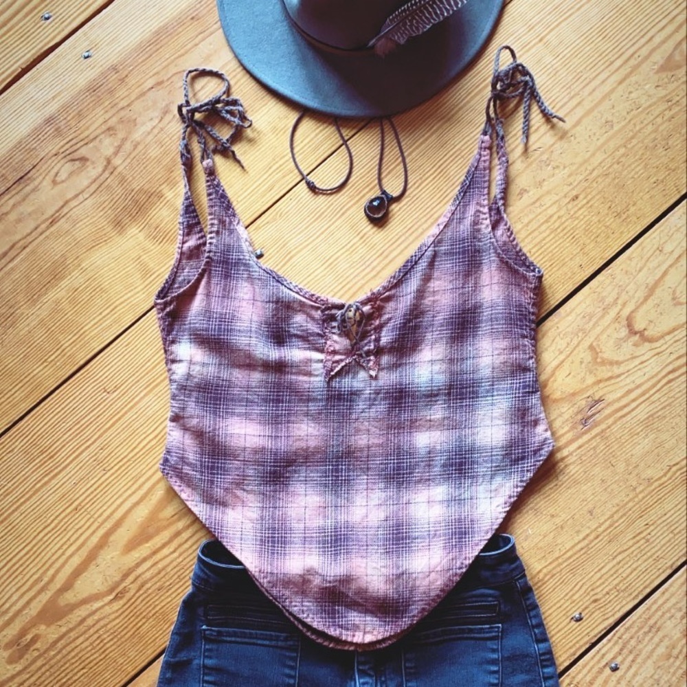Run with the Tribe flannel tank